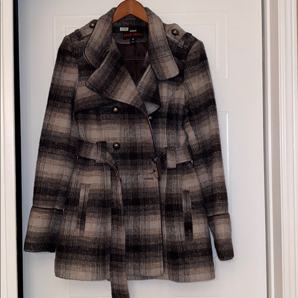 Miss Sixty Plaid Pea Coat